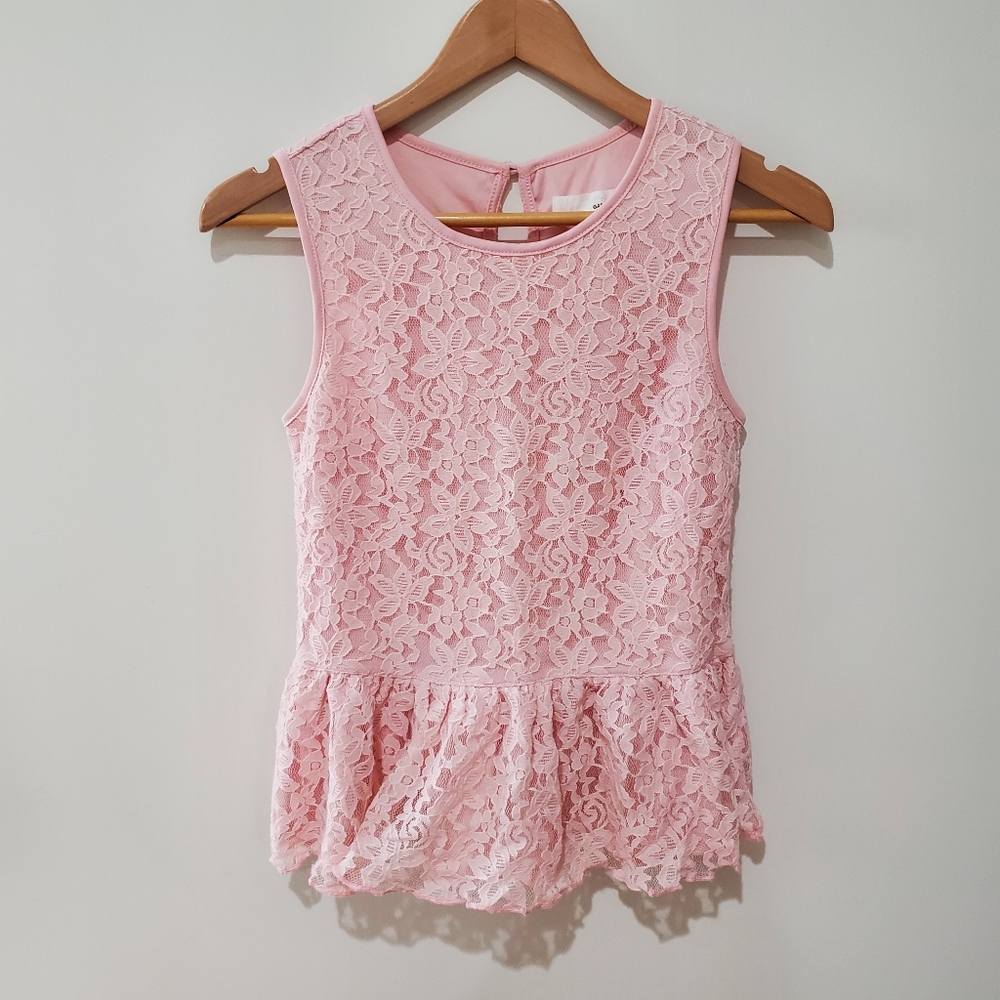 Garage pink peplum lace top xs